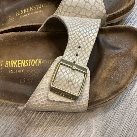 BIRKENSTOCK Madrid Birko-Flor Shiny Snake Print Cork Sandals Size 41 - Picture 4 of 7